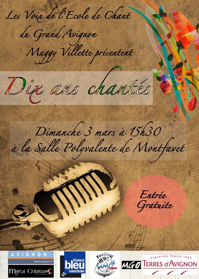 Maggy Villette, spectacle gratuit pour les dix ans de l'école de chant du Grand Avignon